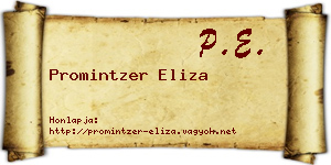 Promintzer Eliza névjegykártya